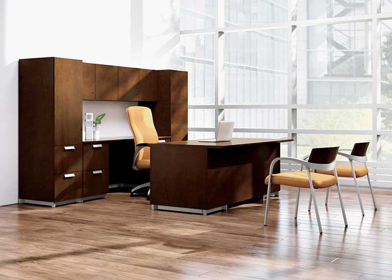 private office with hutch and office chairs